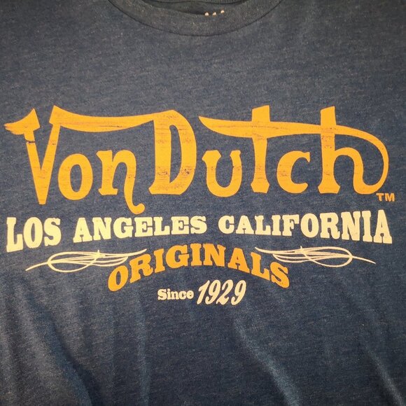 2 / $30.00 - Von Dutch Men's Size Large Blue Straight Fit Short Sleeve T-shirt - Picture 4 of 8